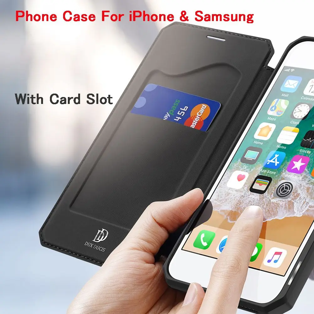 

Magnet Leather Flip Phone Case For iPhone Xs Xr 11 12 Mini Pro Max 8 7 Plus SE2 Samsung S20 Note10 Plus Wallet Card Holder Cover