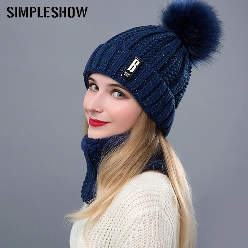 Новинка 2020 вязаная зимняя шапка шарф набор женские толстые хлопковые шапочки и