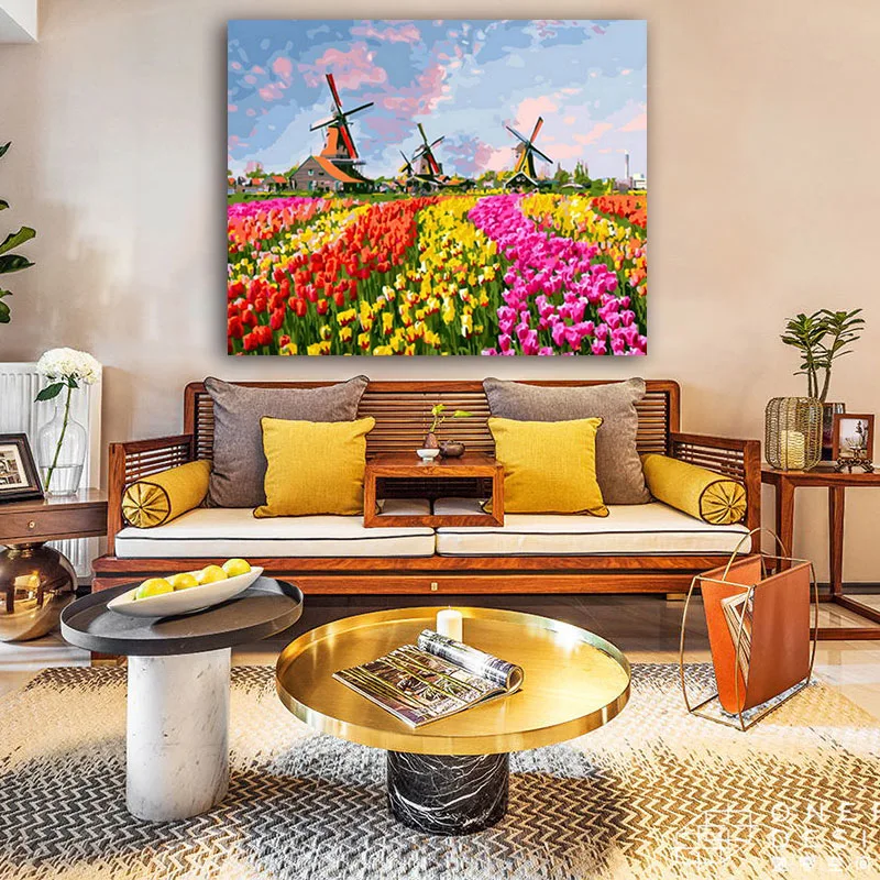 Diy разрисовка с помощью цифровых фотографий масляная краска красивый красочный