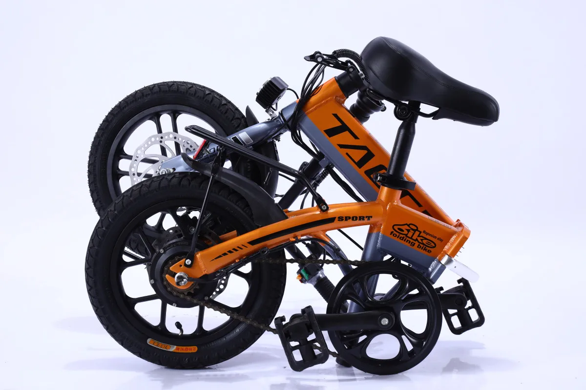 Складной электрический велосипед 14 дюймов 8 Ач аккумулятор двойной дисковый