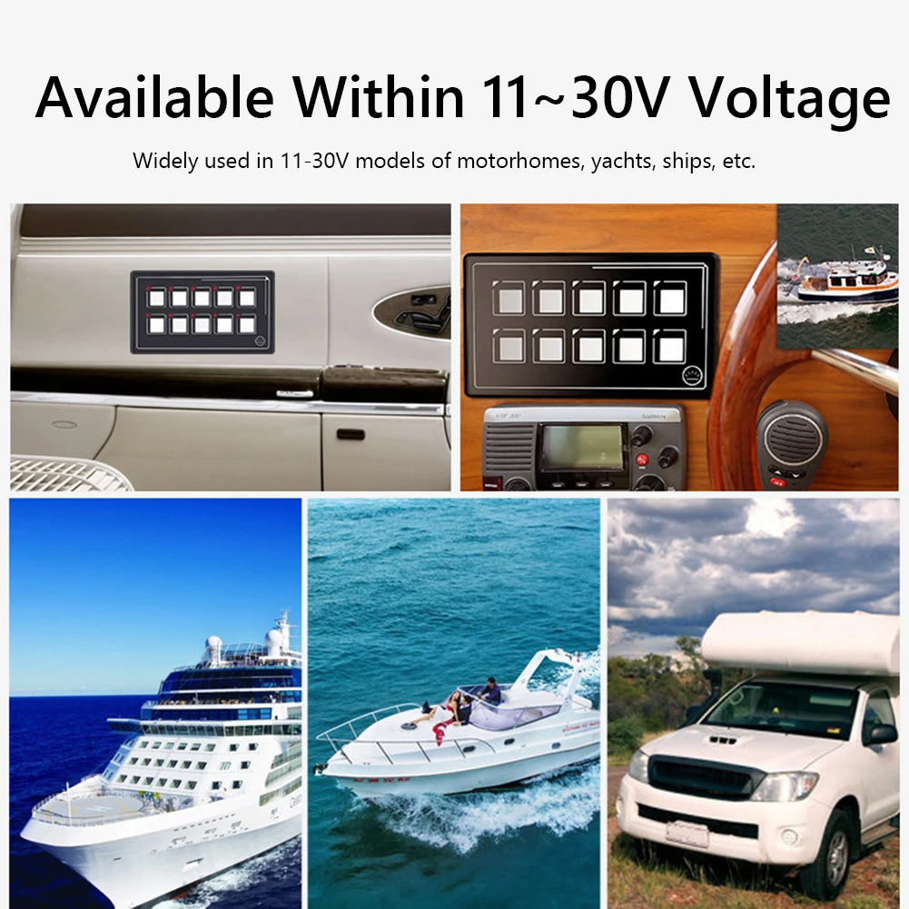 

USB Slot Socket Digital Voltage Display Waterproof 10 Gang Touch Switch Panel App Remote Control for Boat Marine Yacht