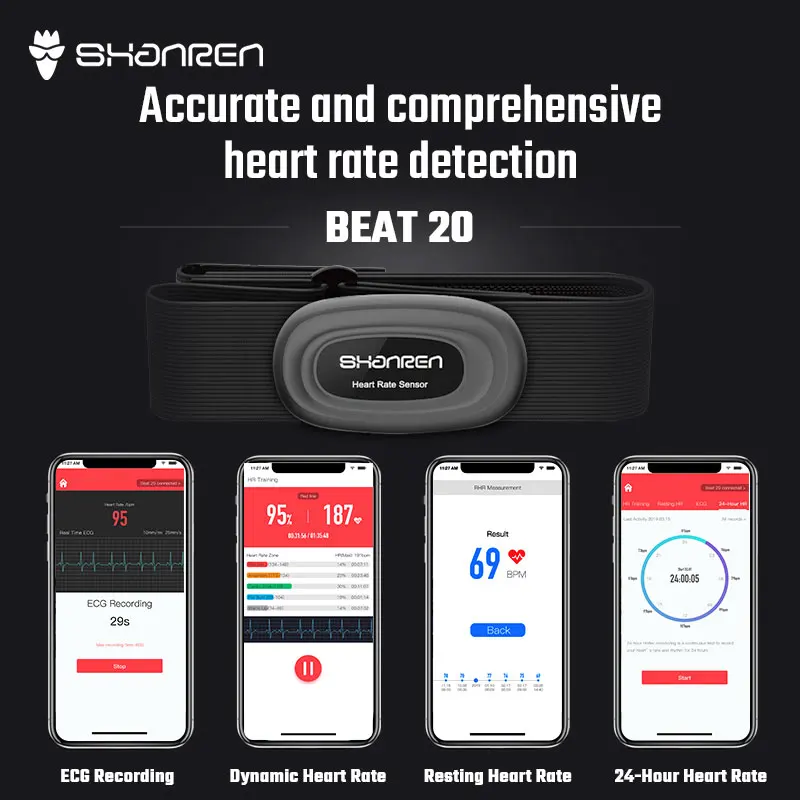 SHANREN монитор сердечного ритма нагрудный ремень фитнес-трекер вибрационное