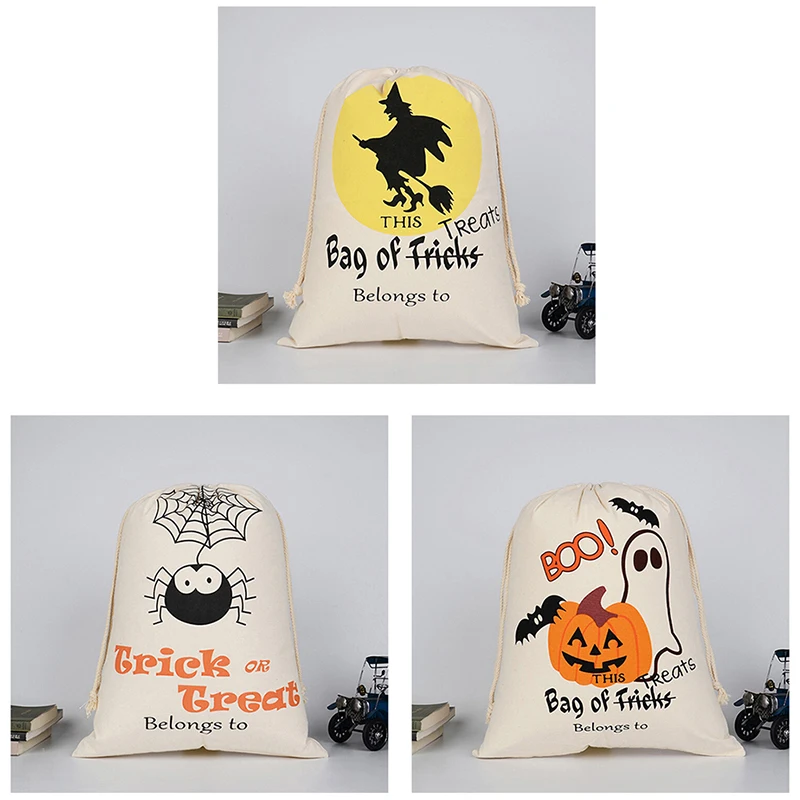 1 шт. Тыква Хэллоуин держатели паук трюки или лакомство Хлопок Холст сумка на