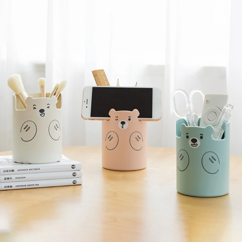 

F3MA Stylish Bear-like Pen Holder with Phone Holder Home/Office/School Desk Management Multifunctional Desktop Holder Box