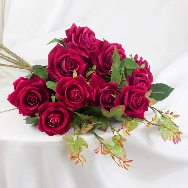Rose purple 1 букет европейских роз или пионов искусственные цветы искусственные шелковые цветы на вечеринку пионы для свадебного украшения домашний декор для отеля венок - Цвет: Rose purple