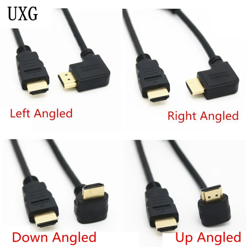 

HD Male To HDMI-compatible Down Up Left Right Angled 90 Degree Male HD Extension Cable HDMI-compatible Angle Cable 50CM 1.5M