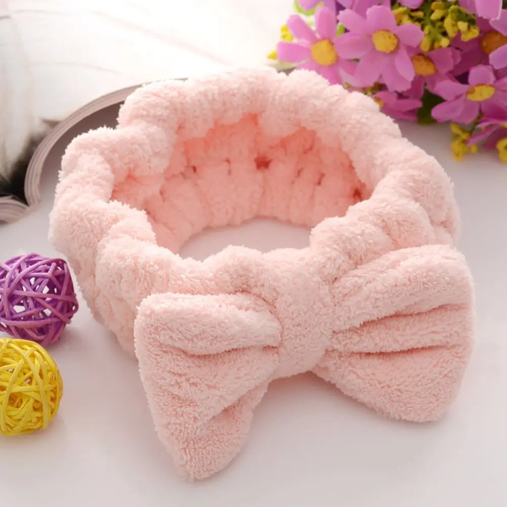 light pink 1 шт., модная женская повязка на голову для девочек, эластичная повязка на голову для мытья лица, головные уборы под макияж, душ, спа, макияж, резинки для волос, аксессуары для укладки, инструменты для макияжа - Цвет: light pink