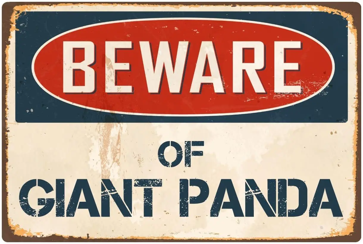 

StickerPirate Beware of Giant Panda 8 x 12 Vintage Aluminum Retro Metal Sign VS83