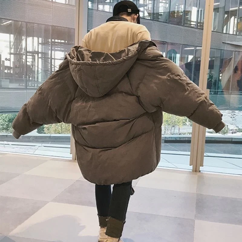 

Cotton padded men's fashion winter coat down cotton padded jacket men's Korean cotton padded jacket medium long loose thickened
