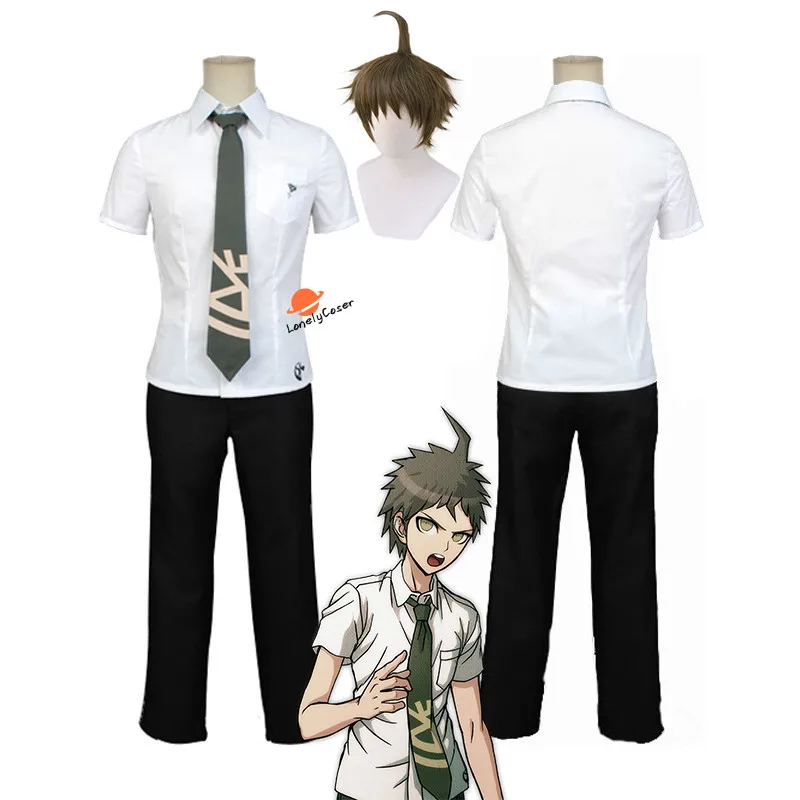 Костюм мужской для косплея из белой рубашки и брюк Danganronpa Hajime Hinata костюм с