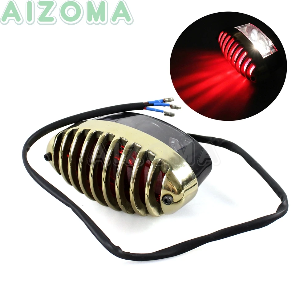 Латунная овальная решетка для мотоцикла стоп-сигнал задний фонарь крейсеров