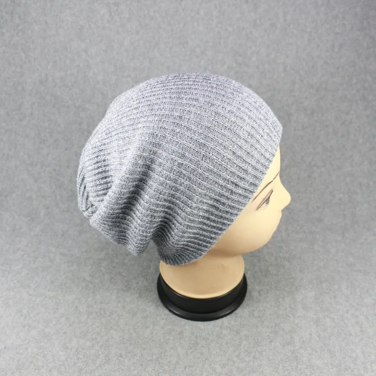 Light Grey Мужские и женские шапки, повседневные шапочки для мужчин и женщин, теплая вязаная зимняя шапка, модная однотонная хип-хоп унисекс шапка бини, шапка для мужчин и женщин, подарок - Цвет: Light Grey
