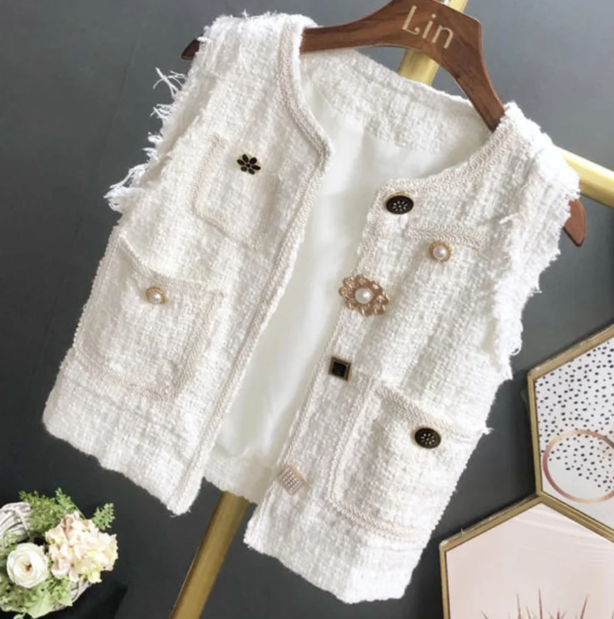 

Woolen Tweed baby Girl Waistcoat Pockets Buttons o-neck Vests Kids Baby Infant Toddler Child Youth