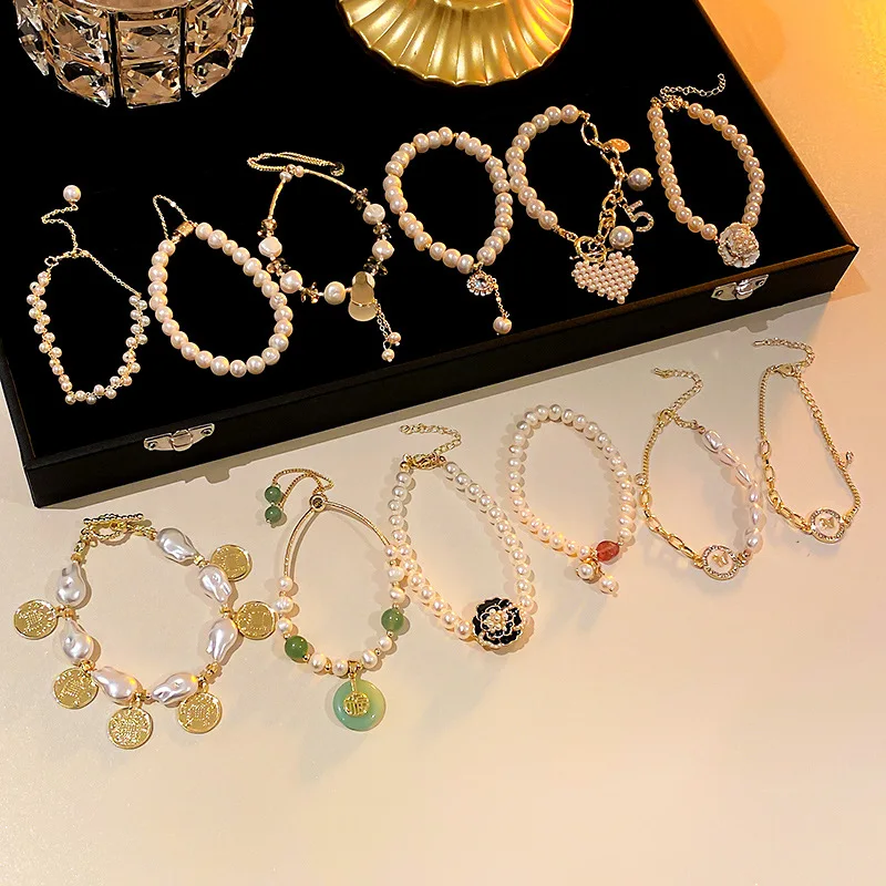 

Freshwater Pearl Jade Bracelet Chinese Style Fashion Temperament Designer Hand Ornaments Geometric Jewelry Accessories