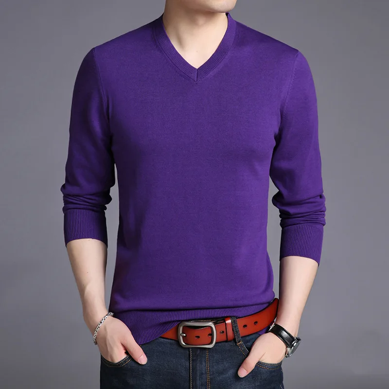 

Nice Pop Mens Clothing V-Neck Thin Sweater Men Autumn Winter Knitted Pullover Male High Quality VogueMen Sweater