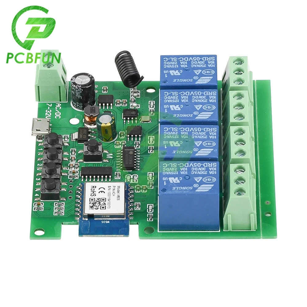 USB 5V DC7-32V 1CH 2CH 4CH RF WI-FI дистанционного Управление релейный коммутационный модуль 12V