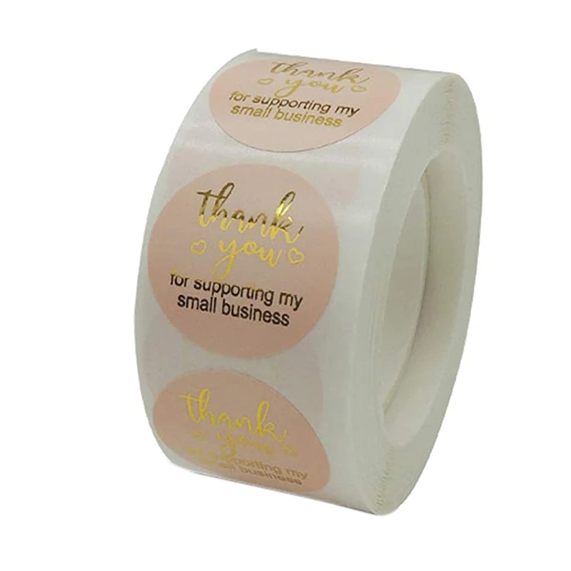 

500Pcs/Roll Thank You Sticker Round Seal Label Suitable for Gift Box Decoration Postcard Sticker