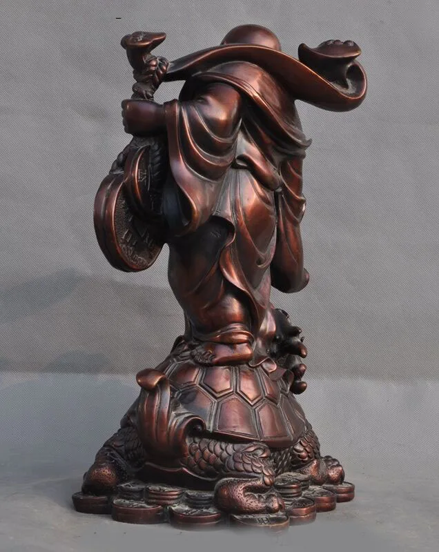 

wedding decoration China Buddhism Bronze yuanbao Money Dragon Turtle Wealth Maitreya Buddha Statue