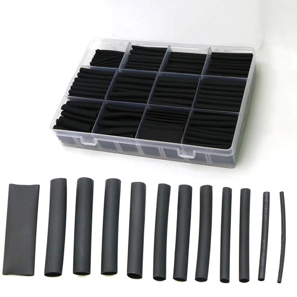 650Pcs Heat Shrink Tubing Kit-Wire Cable Wrap Ratio 2:1 Insulation Protection Black | Игрушки и хобби