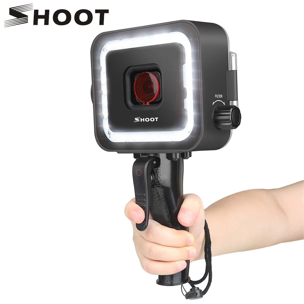 40 м светодиодный светильник для подводного плавания для GoPro Hero 7 6 5 Черный видео вспышка заполняющий светильник s водонепроницаемый чехол красный фильтр триггер