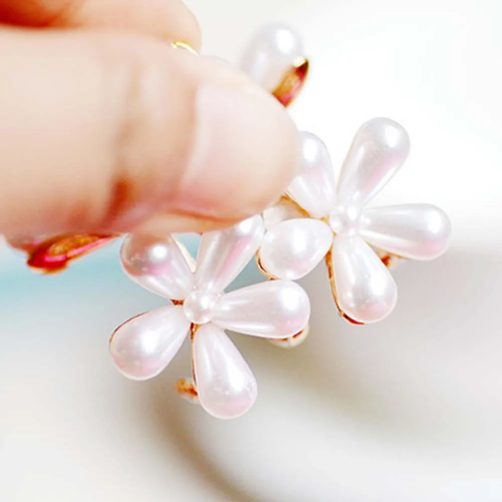 Мода девушки коготь волос Геометрическая булавка с имитацией жемчуга Краб Ретро