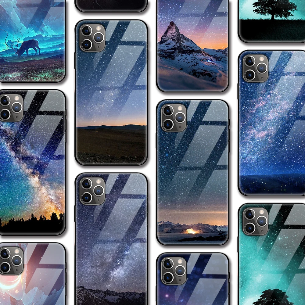 

Northern lights Funda Case for Iphone 13 Pro Case for Iphone 13 12 11 XR Pro XS MAX X 7 8 6 6S Plus SE 2020 Tempered Glass Case