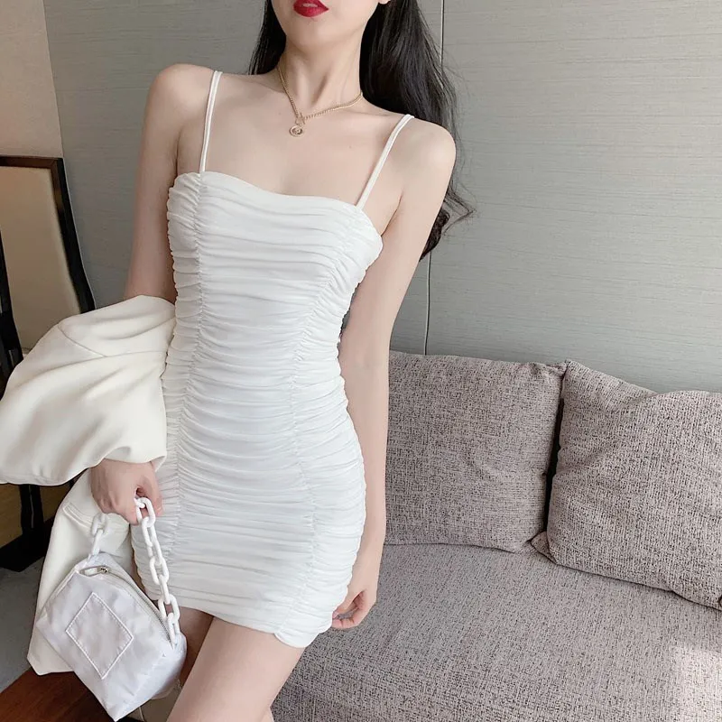 

Summer sling sleeveless dress Korean version of elastic tight-fitting hip sexy slim dress mini dress club dress
