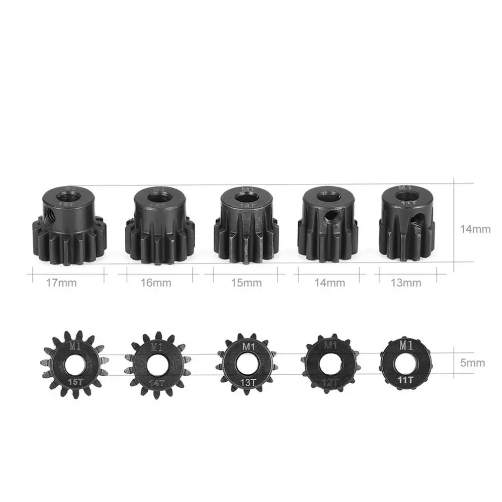 

SURPASSHOBBY 5Pcs M1 5mm 11T-13T/14T-16T/17T-19T/20T-22T Pinion Motor Gear for 1/8 RC Buggy Car Monster Truck