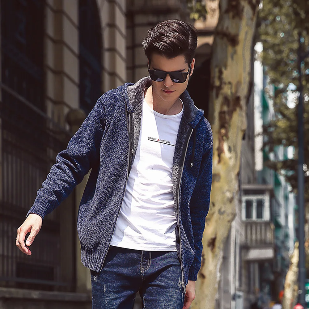 Новинка Мужской флисовый свитер осенне-зимнее теплое кашемировое платье