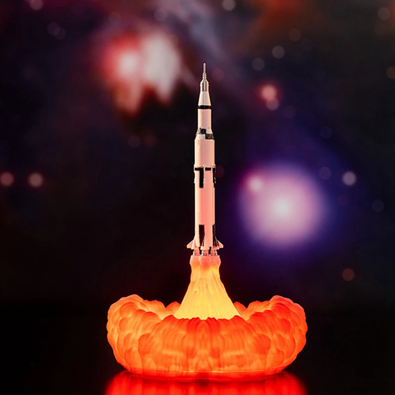 Дешево Светодиодный космический светильник с 3D рисунком ракеты, ночник с мягким аккумулятором для спальни, гостиной, кемпинга, пешего туризма, дом...