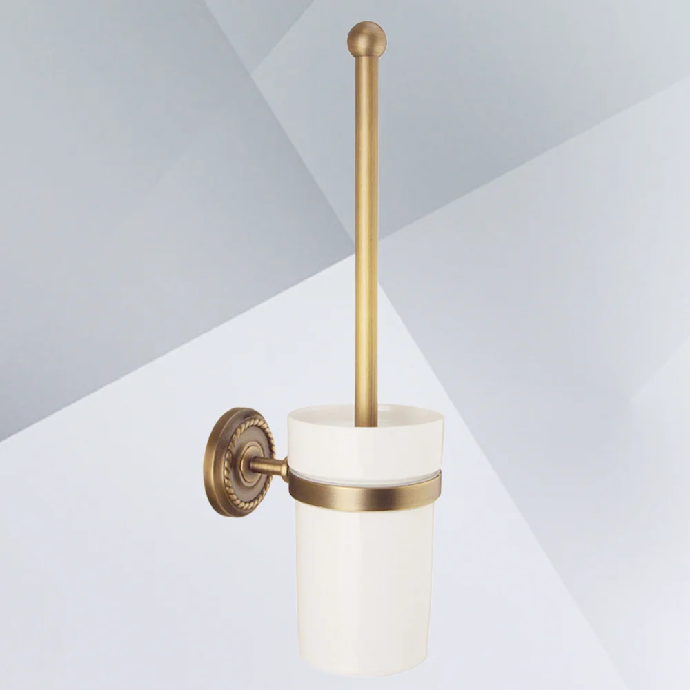 

Vintage Antique Copper Toilet Brush Set Wall Mounted Toilet Bowl Cleaner Brush Kit for Bathroom Home Hotel