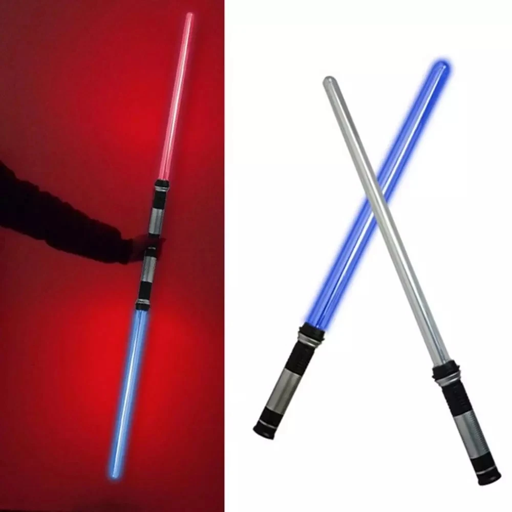 Sable l&aacute;ser de juguete para ni&ntilde;os, espada de Darth Vaders, arco de juguete para Cosplay, espada de doble sable de luz con sonido l&aacute;ser, regalos de Navidad, 2 uds.-1