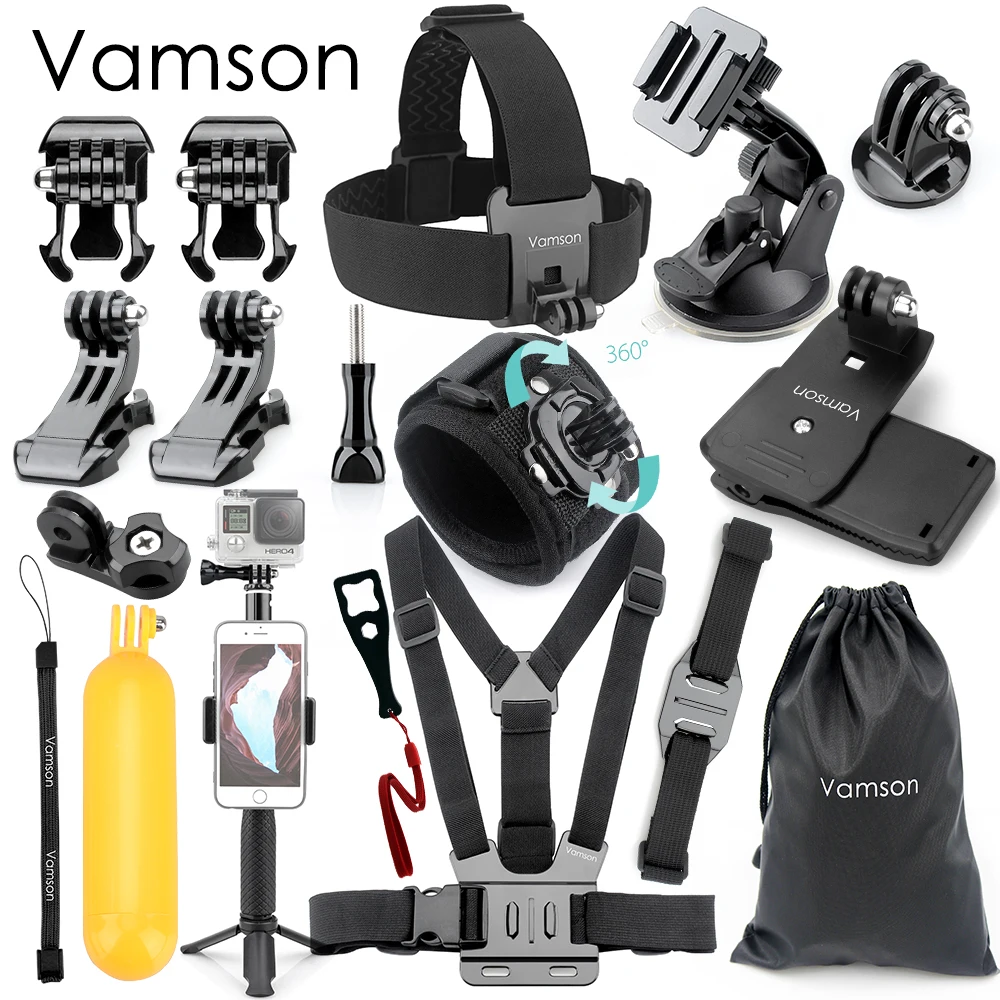 Vamson для Gopro hero 6 5 набор аксессуаров большая коллекция коробка монопод для Gopro hero 5 4 для SJCAM для yi 4 k Спортивная камера VS03 - Цвет: VS03B
