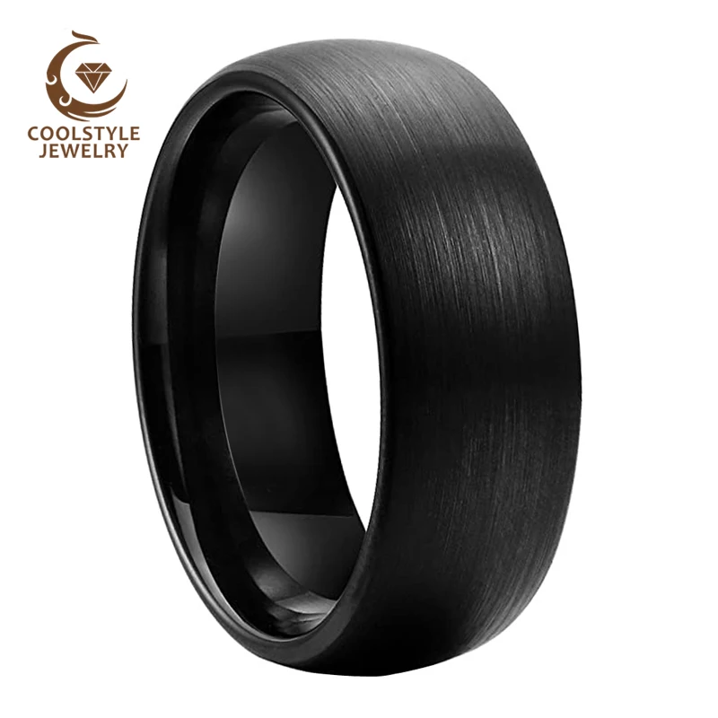 Обручальное кольцо 6 мм 8 из черного вольфрама обручальное для мужчин и женщин с