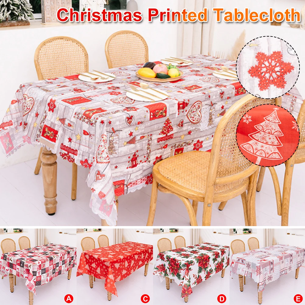 

1pcs 144 * 180cm / 56.70 * 70.87 inches Christmas Printed Table Antifouling Tablecloth Rectangular Polyester DecoratioTable