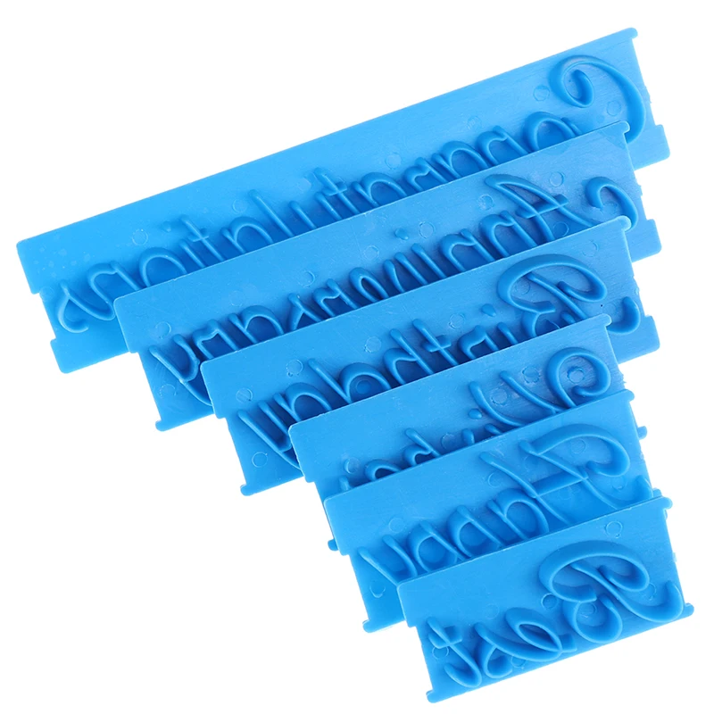 

6pcs/set Handwriting Fondant Cake Embosser Plastic Letters Mold Happy Birthday Best Wishes Baking Molds Decoration Tool