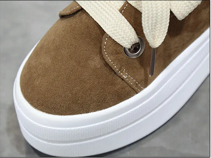 Autumn muffin with lace scrub sneakers women's increased walking shoes waterproof platform student female sports shoes ZQ-56