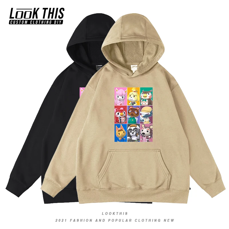 

Animal Crossing Game Animal Oversized Sweatshirt Mens Funny Hooded Hoody Boy Teens In-game Character Hoodies Fleece Tops