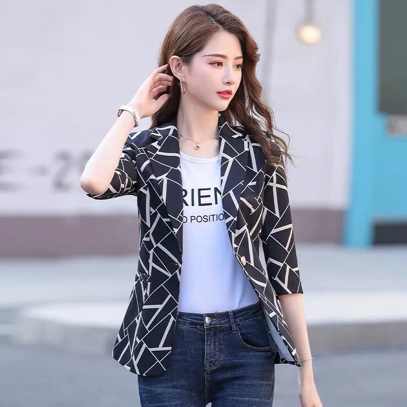 

New Spring Summer Women's Jacket 2021 Lady Slim Blazer Women Casual Fashion Designer Brand short sleeve Sleeve Coat Plus Size4XL