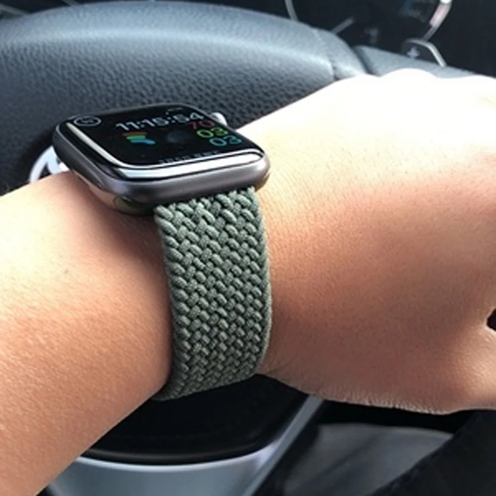 

Nylon Fabric Braided Solo Loop Strap For Apple Watch 6 Se 5 Band 44mm 40mm 38mm 42mm Elastic Belt Bracelet to iWatch Series 4321