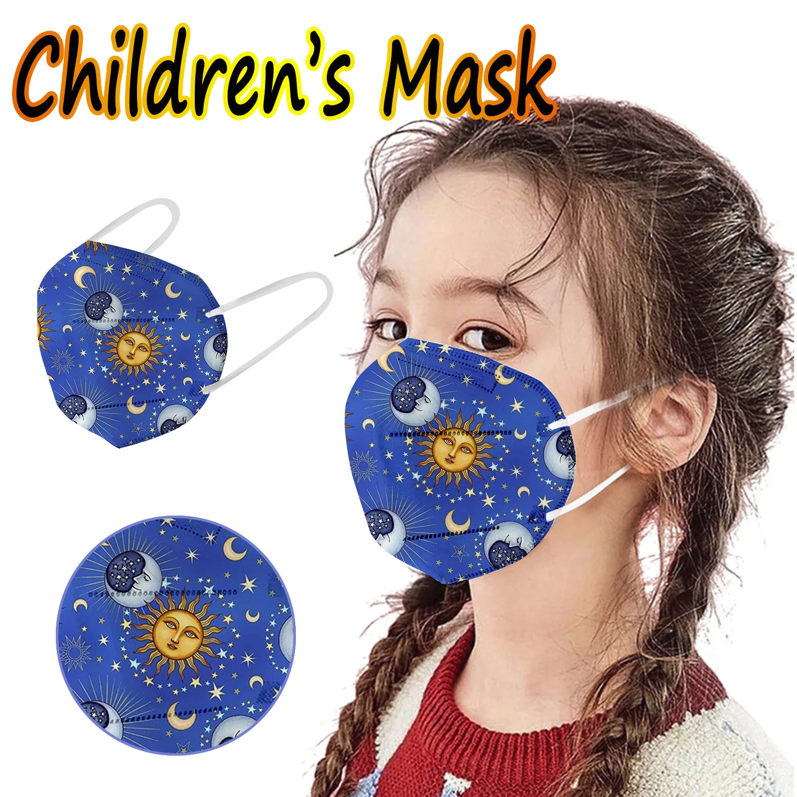 

Fashion Kids Protec Masks With Sky Planet Print Designer Breathable Mascsrillas Filtro Anti-dust Pollution Masque No Decoration