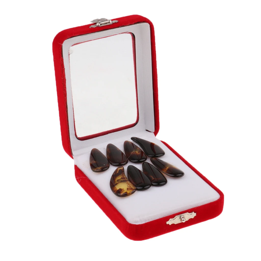 8 Pieces Gu Zheng Nails Zither Koto Finger Picks with Storage Case Portable String Instrument Parts | Спорт и развлечения