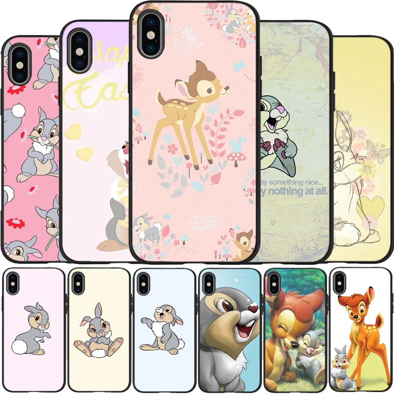 Bambi Thumper чехол мягкий силиконовый черный ТПУ Телефон чехол для iPhone 6 6plus 7 8 plus 5 5S SE X XR XS Max