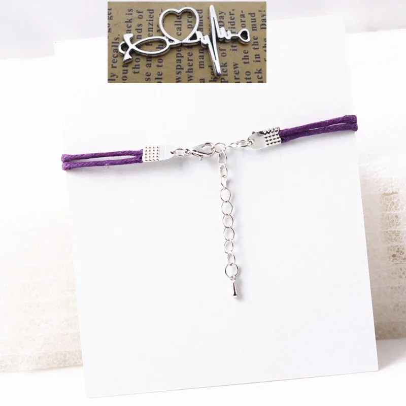 Браслет с волнистым сердечком романтичный электрокардиограммой браслет