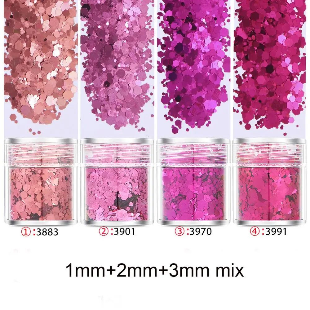 

4pots rose red 1-3mm Mix UV Resin Mold Filling Decroation Loose Sequins Nail art Diy Resin Crafts Jewelry Finding Tool Pigment