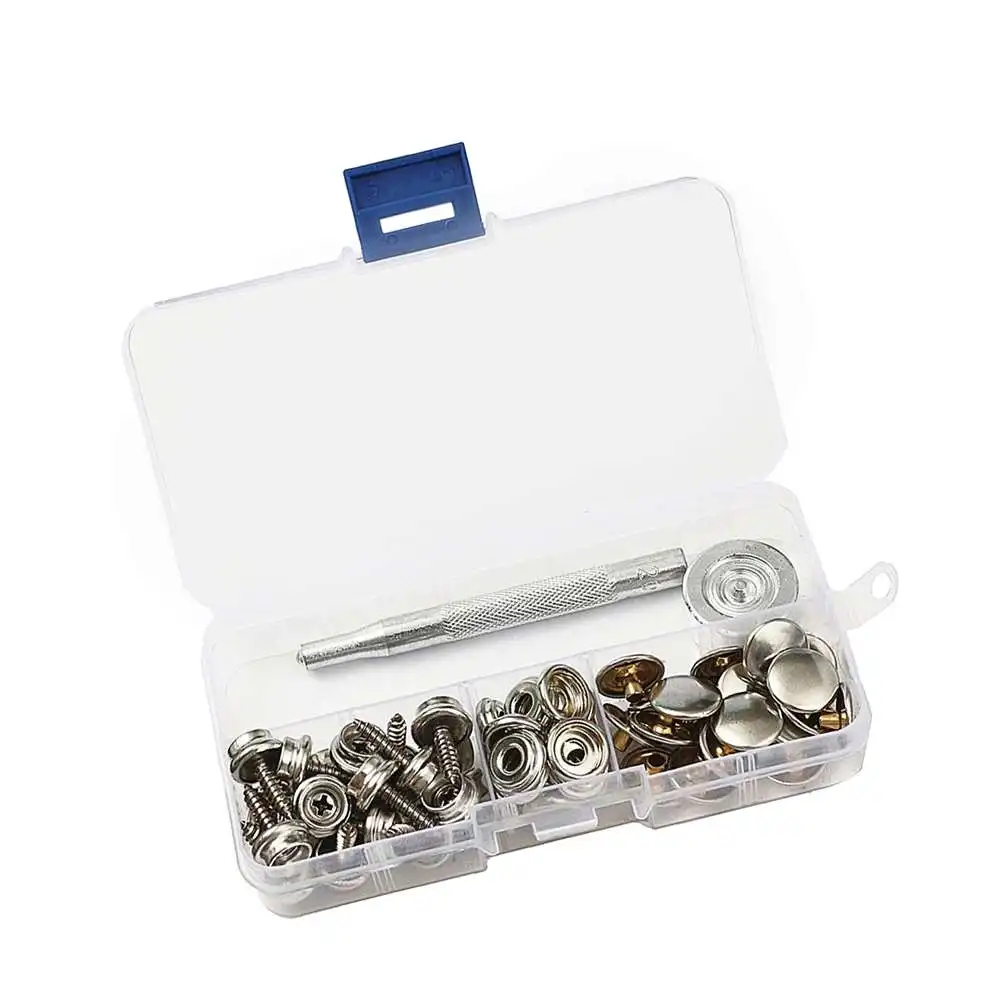 

62pcs Stainless Steel Snap Fastener 5/8" Self-Tapping Turnbuckle Screw Snap Button Studs With Installation Tool