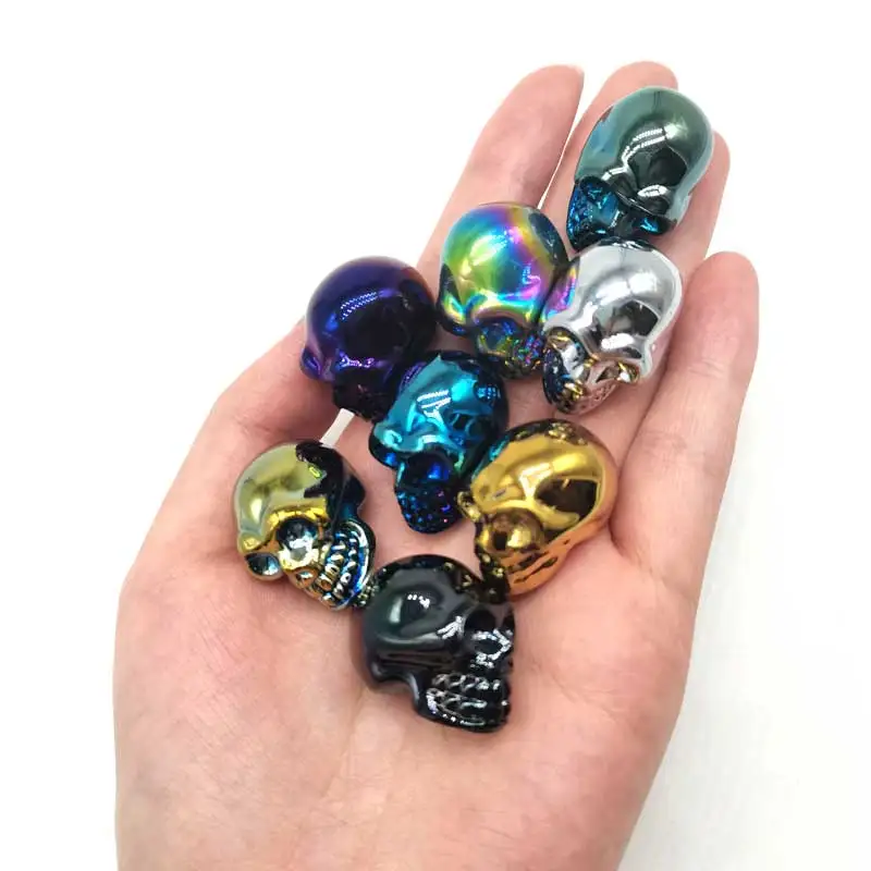 

New Arrival Crystal Glass Stone 8PCS/LOT Dyed Skull Model Carving Furnishing Articles FREE Shipping