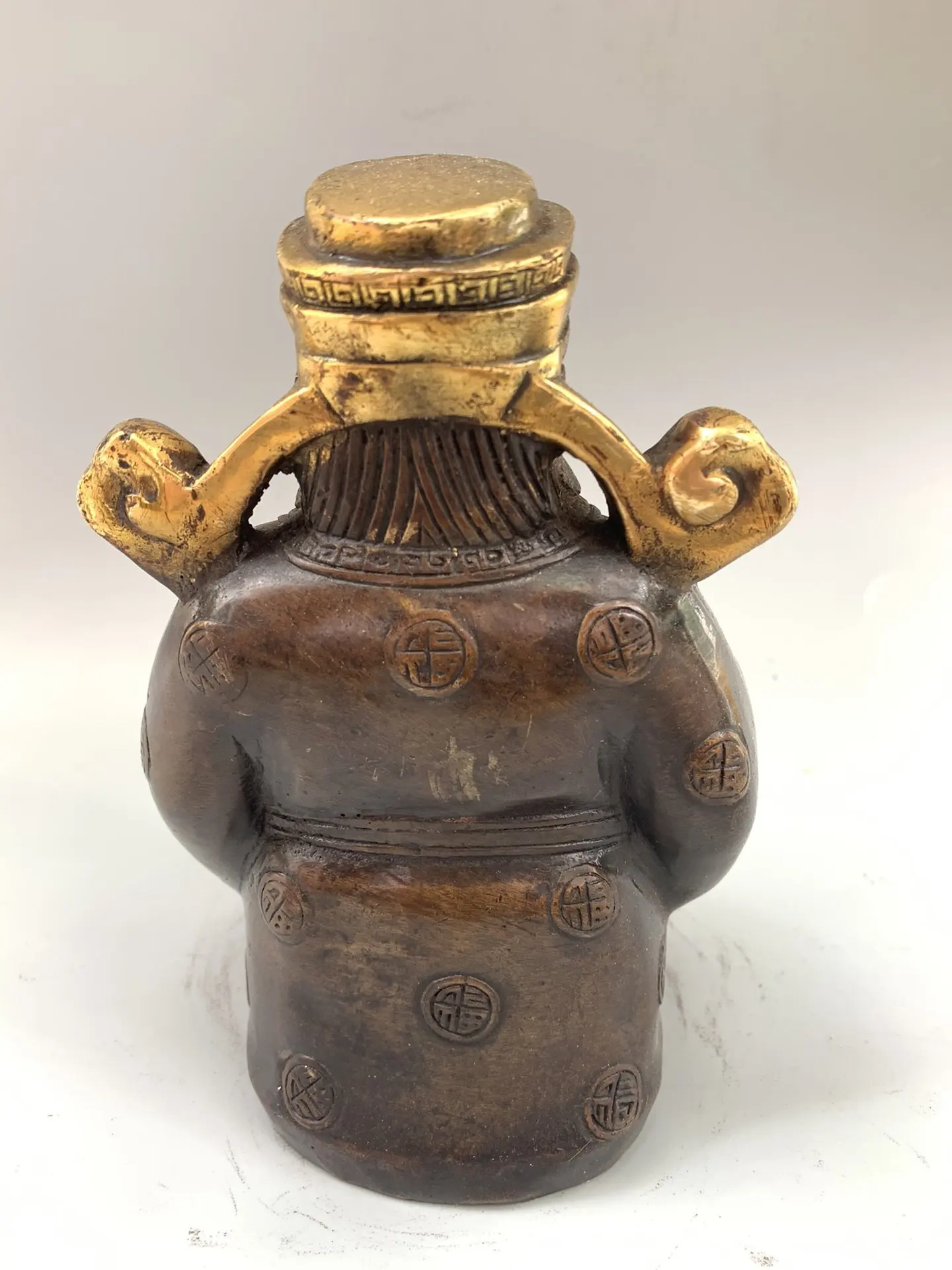 

wedding decoration Chinese antique pure copper gilt fortune and wealth treasure god statue Allegory of wealth and wealth