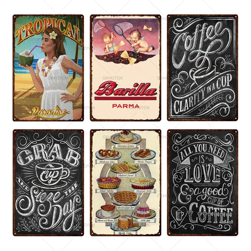 Винтажные жестяные Плакаты для фаст-фуда художественные кофе пива гамбургеров