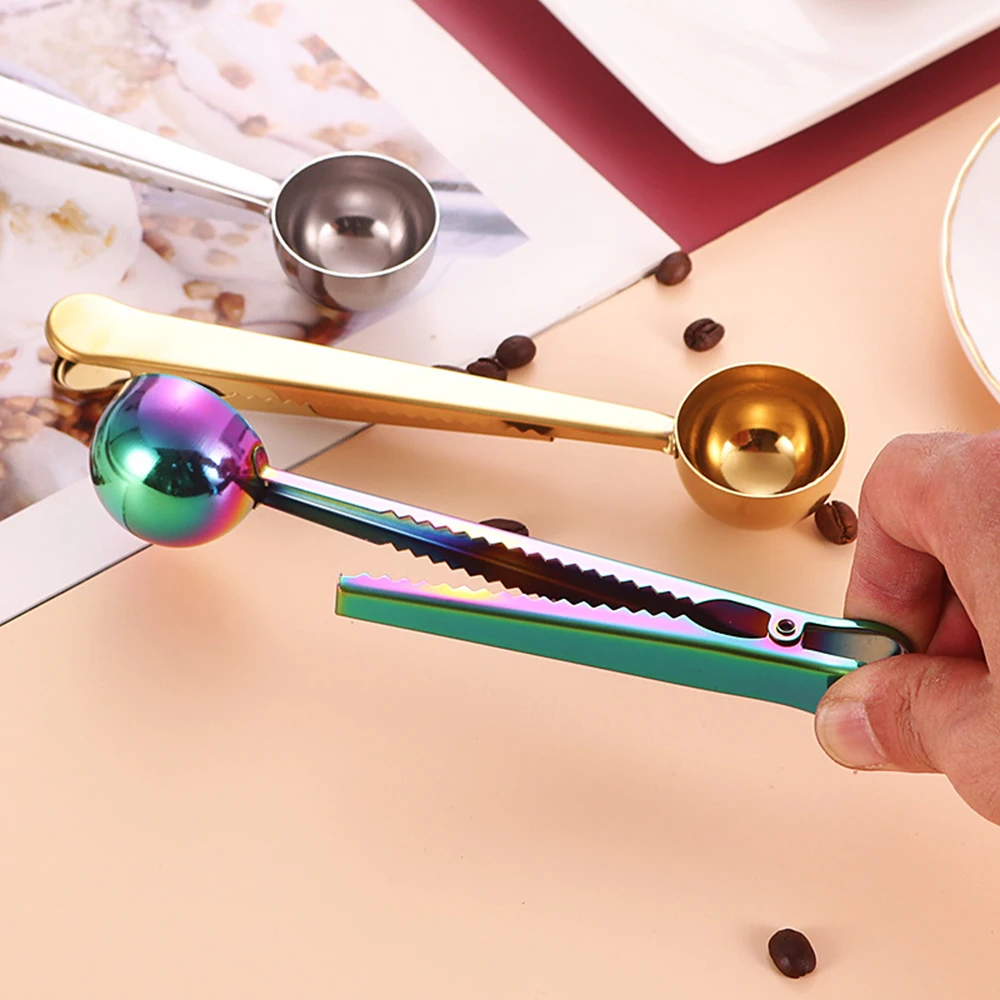 

Stainless Steel Coffee Spoon With Sealing Clip Ice Cream Spoon Tea Spoon Milk Powder Spoon Kitchen Accessories Dropshipping